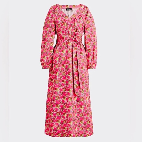J. Crew Collection Midi Maxi Dress Ratti Floral Tie Waist Shirtdress New NWT - Picture 4 of 13